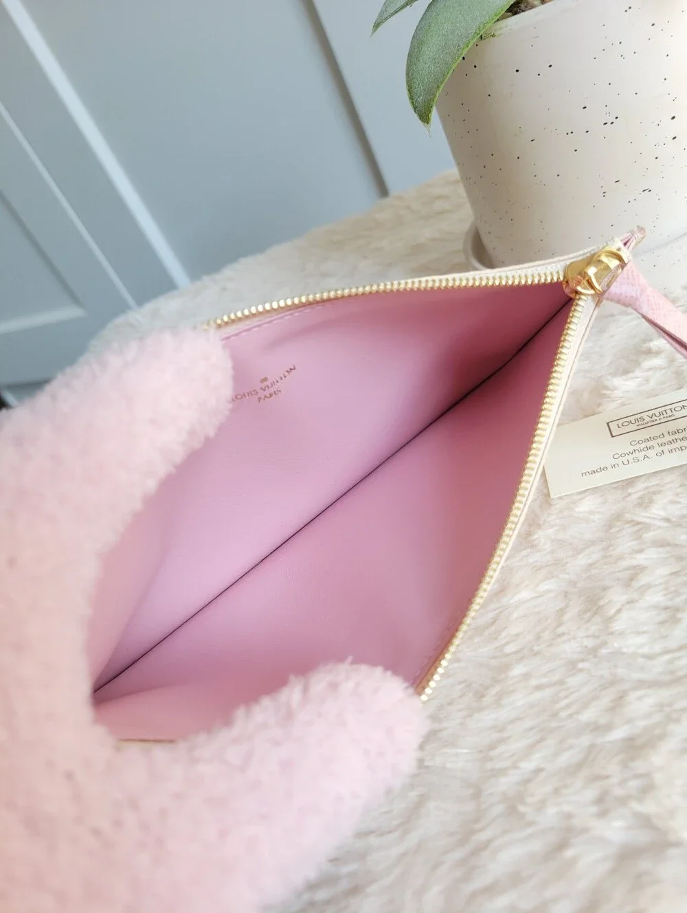 Louis Vuitton FELICIE Insert Coin Make Up Purse Wallet Damier Azur Rose